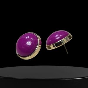 Gold and Purple Stud Earrings